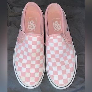 Pink and white checkerboard vans worn one time.